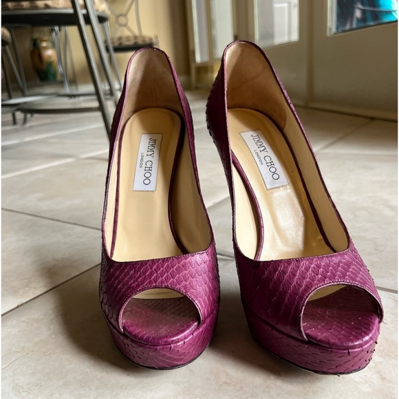 Jimmy Choo matte snakeskin platform heels - Picture 3 of 7